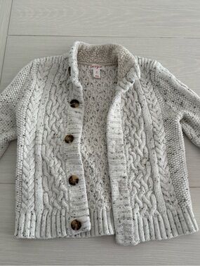 Cat & Jack Boys Sherpa Lined Cable Knit Cardigan Size 4T Cream Button Sweater